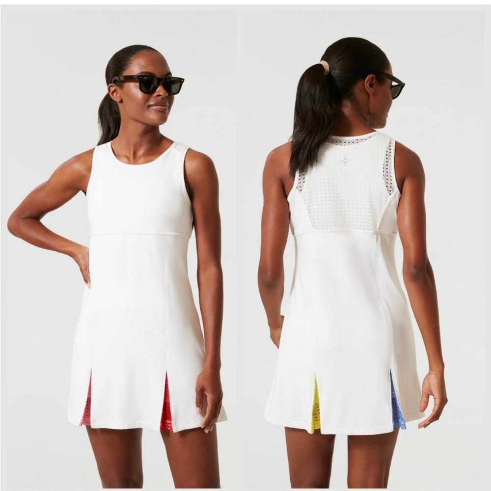 Tuckernuck White Sleeveless Radical Rainbow Victoria Tennis Dress